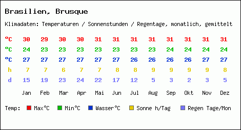 Klimatabelle: Brusque in Brasilien