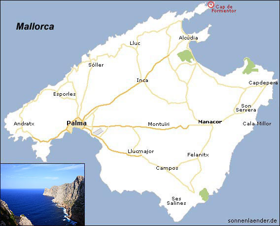 Karte / Position: Cap de Formentor, Mallorca